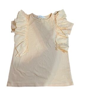 H&M|Kids Girls Ruffle Short Sleeve Tee- Light Orange Size 8 years